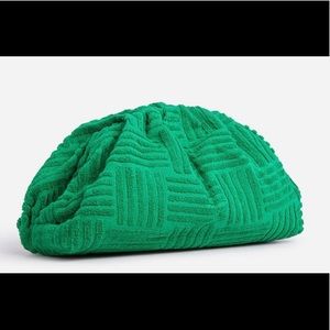 EGO CARRY OVERSIZED POUCH BAG IN GREEN TERRY TOWEL FABRIC